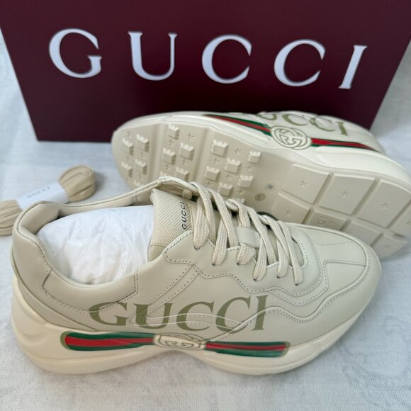 Gucci Monogram Sneakers in Cream and Black - Picture 3 of 7